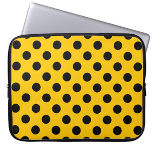 Schwarze Polka-Punkte auf Gelb Laptopschutzhülle