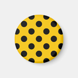 Schwarze Polka-Punkte auf Gelb Magnet