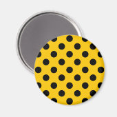 Schwarze Polka-Punkte auf Gelb Magnet (Vorderseite/Rückseite)