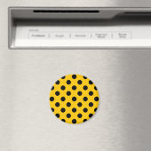 Schwarze Polka-Punkte auf Gelb Magnet (In Situ (Geschirrspüler))