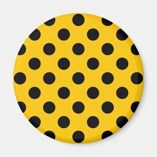 Schwarze Polka-Punkte auf Gelb Magnet (Vorne)
