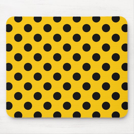 Schwarze Polka-Punkte auf Gelb Mousepad (Vorne)