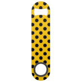 Schwarze Polka-Punkte auf Gelb Speedflaschenöffner (Rückseite)