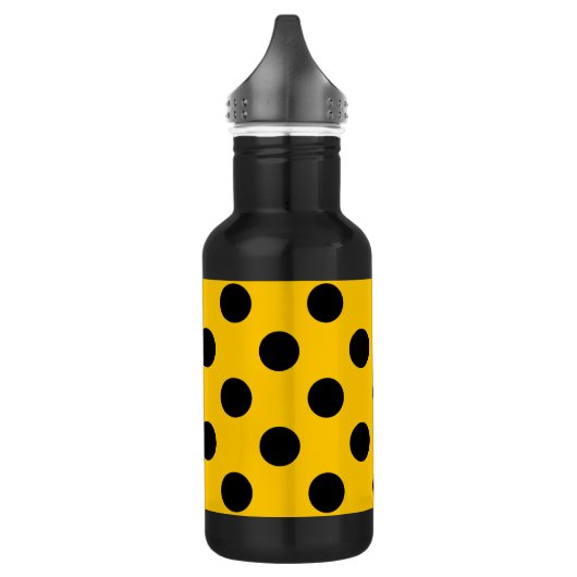 Schwarze Polka-Punkte auf Gelb Trinkflasche (Links)