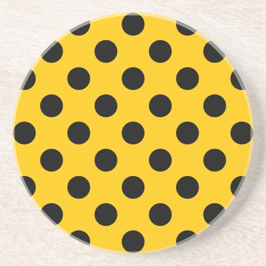 Schwarze Polka-Punkte auf Gelb Untersetzer (Vorne)