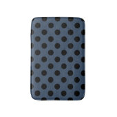 Schwarze Polka-Punkte auf grau-blau Badematte (Vorderseite Vertikal)