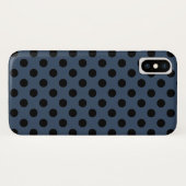 Schwarze Polka-Punkte auf grau-blau Case-Mate iPhone Hülle (Rückseite (Horizontal))