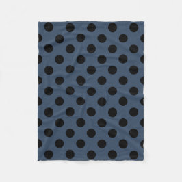 Schwarze Polka-Punkte auf grau-blau Fleecedecke