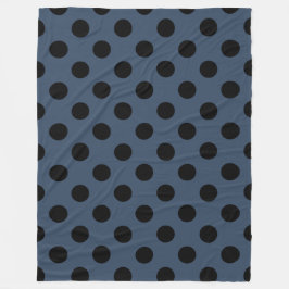 Schwarze Polka-Punkte auf grau-blau Fleecedecke