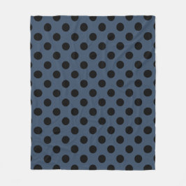 Schwarze Polka-Punkte auf grau-blau Fleecedecke