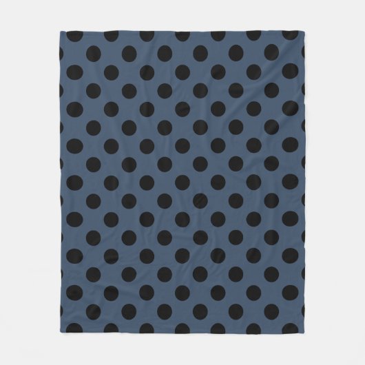Schwarze Polka-Punkte auf grau-blau Fleecedecke (Vorderseite)