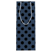 Schwarze Polka-Punkte auf grau-blau Geschenktüte Für Weinflaschen (Rückseite)