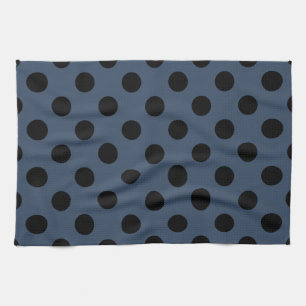 Schwarze Polka-Punkte auf grau-blau Geschirrtuch