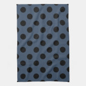 Schwarze Polka-Punkte auf grau-blau Geschirrtuch (Vertikal)