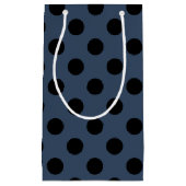 Schwarze Polka-Punkte auf grau-blau Kleine Geschenktüte (Vorderseite)