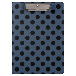 Schwarze Polka-Punkte auf grau-blau Klemmbrett