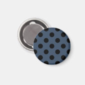 Schwarze Polka-Punkte auf grau-blau Magnet (Vorderseite/Rückseite)