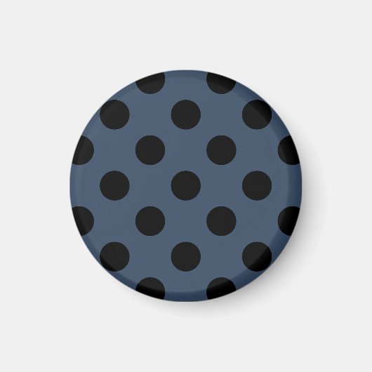 Schwarze Polka-Punkte auf grau-blau Magnet (Vorne)