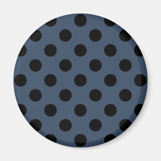 Schwarze Polka-Punkte auf grau-blau Magnet (Vorne)