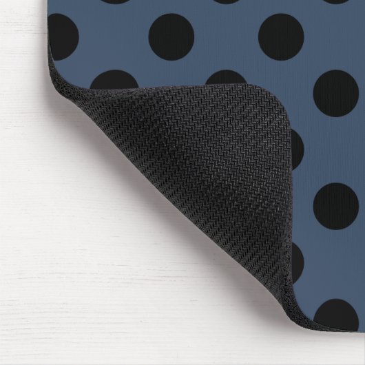 Schwarze Polka-Punkte auf grau-blau Mousepad (Ecke)