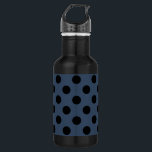 Schwarze Polka-Punkte auf grau-blau Trinkflasche<br><div class="desc">Schwarze Polka-Punkte auf grau-blau</div>