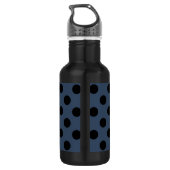 Schwarze Polka-Punkte auf grau-blau Trinkflasche (Rückseite)