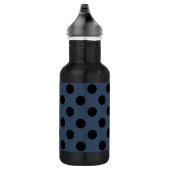 Schwarze Polka-Punkte auf grau-blau Trinkflasche (Rechts)