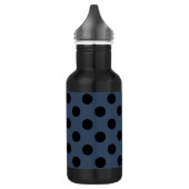 Schwarze Polka-Punkte auf grau-blau Trinkflasche (Links)