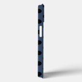 Schwarze Polka Punkte auf graublau Case-Mate iPhon iPhone Hülle (Rückseite / Rechts)