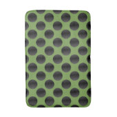 Schwarze Polka Punkte auf grün Badematte (Vorderseite Vertikal)