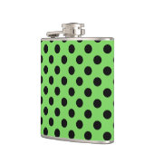 Schwarze Polka-Punkte auf Kalkgrün Flachmann (Links)