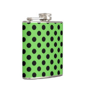 Schwarze Polka-Punkte auf Kalkgrün Flachmann (Rechts)