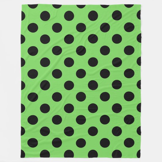 Schwarze Polka-Punkte auf Kalkgrün Fleecedecke (Vorderseite)