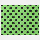 Schwarze Polka-Punkte auf Kalkgrün Fleecedecke (Vorderseite (Horizontal))