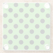 Schwarze Polka-Punkte auf Kalkgrün Glasuntersetzer (Rückseite)