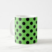 Schwarze Polka-Punkte auf Kalkgrün Kaffeetasse (Vorderseite Links)