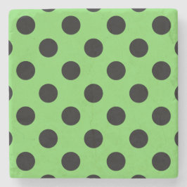 Schwarze Polka-Punkte auf Kalkgrün Steinuntersetzer