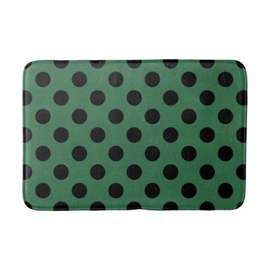 Schwarze Polka-Punkte auf kelgrün Badematte (Vorderseite)
