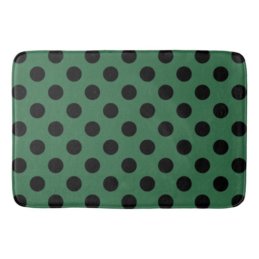 Schwarze Polka-Punkte auf kelgrün Badematte (Vorderseite)