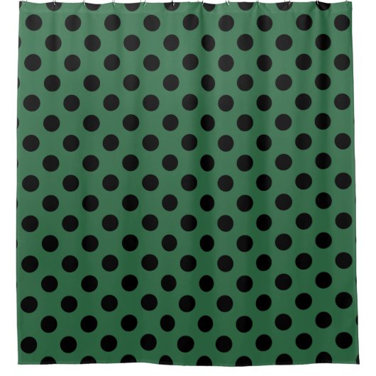 Schwarze Polka-Punkte auf kelgrün Duschvorhang (Vorderseite)