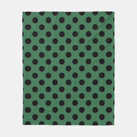 Schwarze Polka-Punkte auf kelgrün Fleecedecke (Vorderseite)