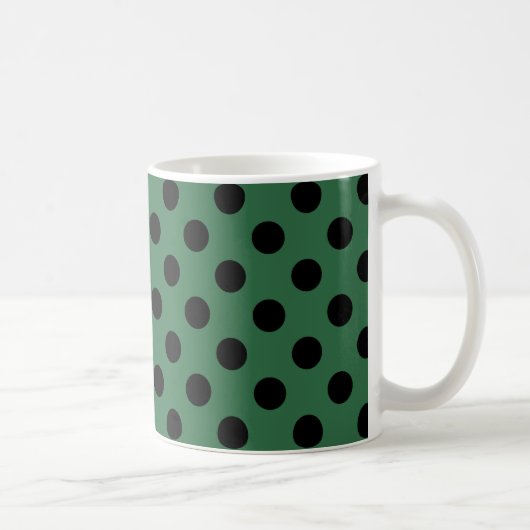 Schwarze Polka-Punkte auf kelgrün Kaffeetasse (Rechts)