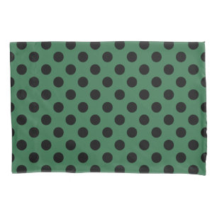 Schwarze Polka-Punkte auf kelgrün Kissenbezug