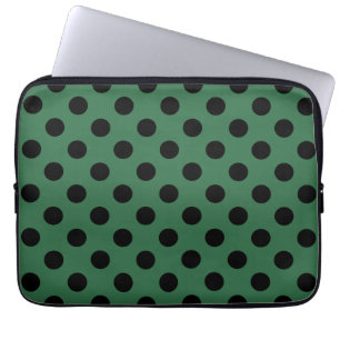 Schwarze Polka-Punkte auf kelgrün Laptopschutzhülle