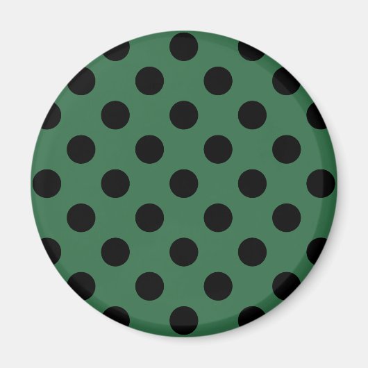 Schwarze Polka-Punkte auf kelgrün Magnet (Vorne)