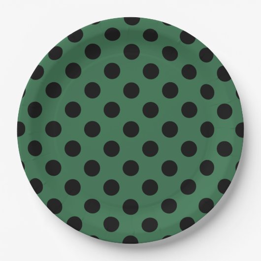 Schwarze Polka-Punkte auf kelgrün Pappteller (Vorderseite)
