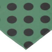 Schwarze Polka-Punkte auf kelgrün Tischdecke (Schrägansicht)