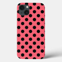 Schwarze Polka Punkte auf Korallen Case-Mate iPhon