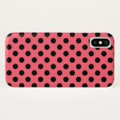 Schwarze Polka Punkte auf Korallen Case-Mate iPhone Hülle (Rückseite (Horizontal))