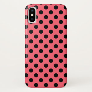 Schwarze Polka Punkte auf Korallen Case-Mate iPhone Hülle